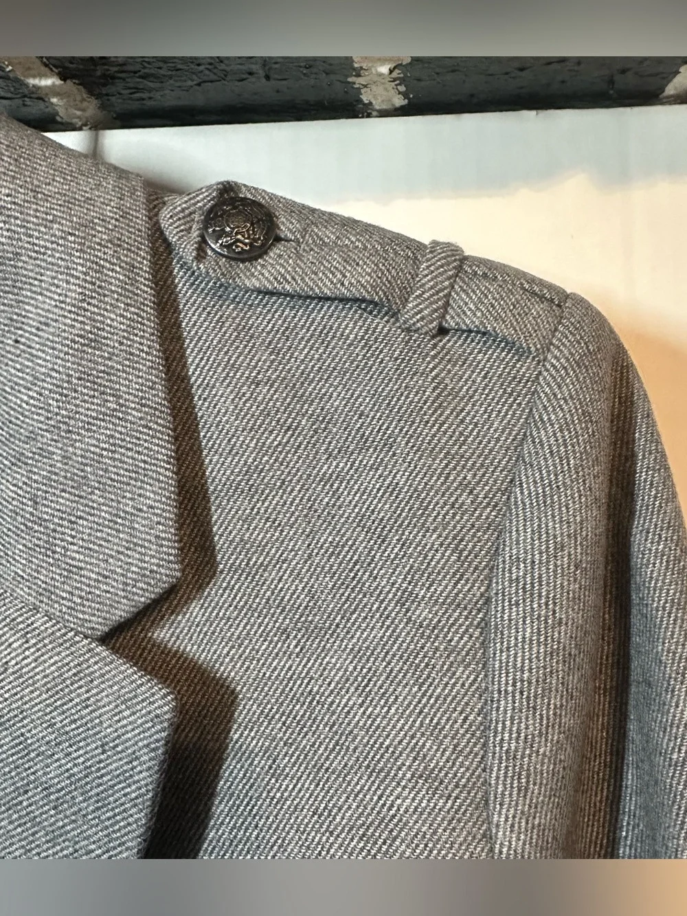 Banana Republic Gray Women's Single-Button Military-Detail Blazer